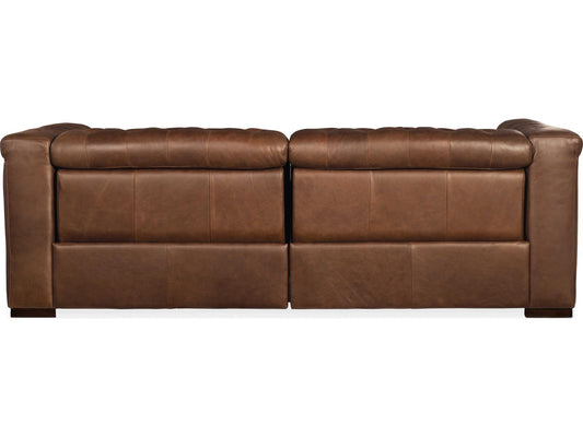 Heritage Dark Wood Brown Leather Sofa