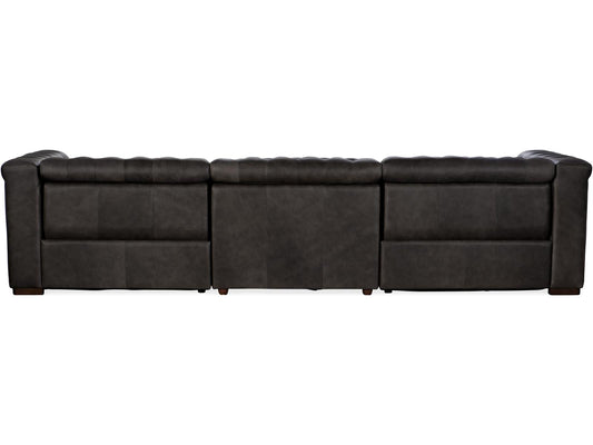 Savion Grandier 3-Seat Power Reclining Sofa with Power Headrest in Bellagio Gravel Leather