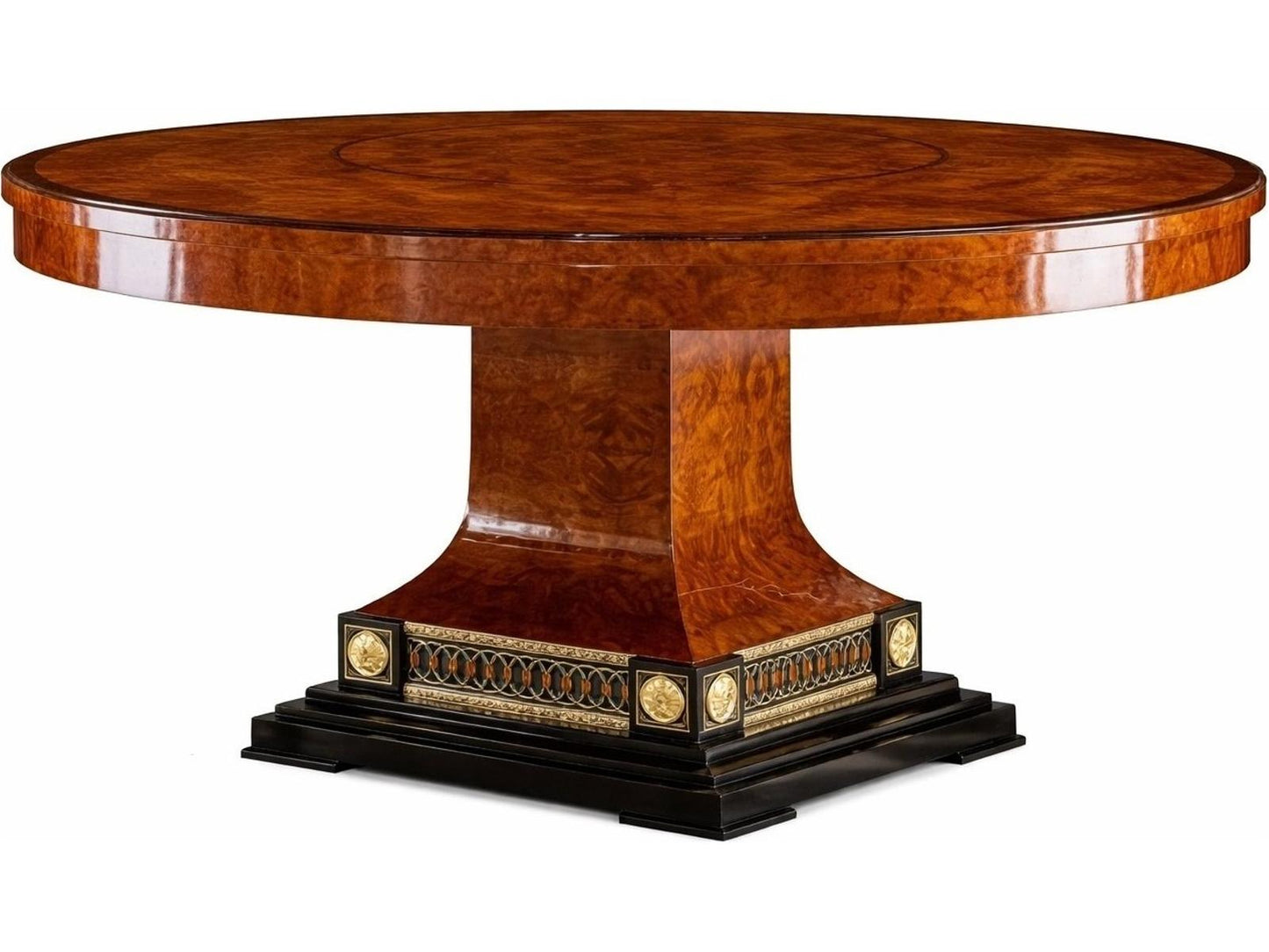 E-69 Round Wood Dining Table with High-Gloss Finish