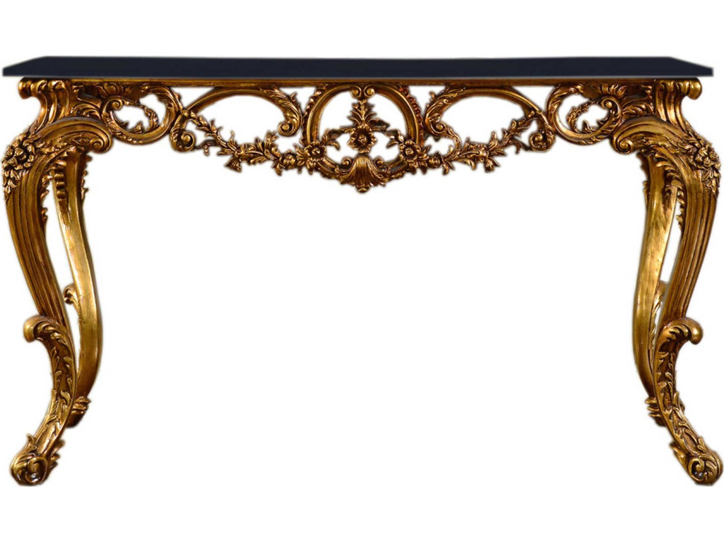 Fon Rectangular Marble Console Table in Antique Gold