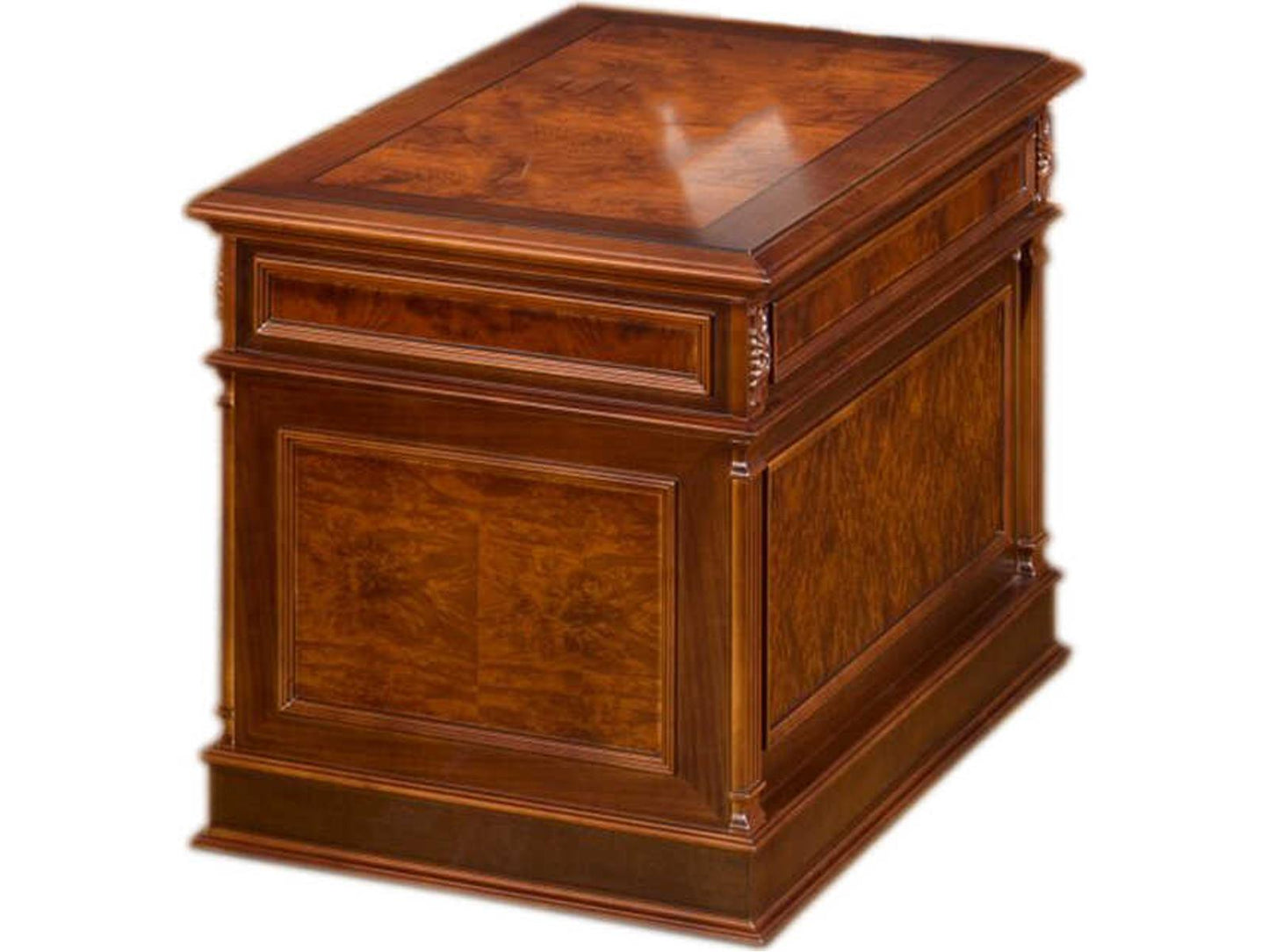 Ho Rectangular Wood End Table with Drawers and Inlay