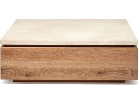 Branford Square Storage Coffee Table in Saddle and Honey Marble