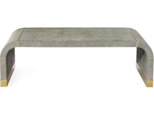 Sutherland Rectangle Coffee Table Faux Shagreen and Brushed Brass
