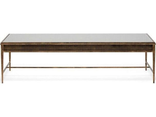 Camille Rectangular Coffee Table in Gilded Brass and Clear Glass