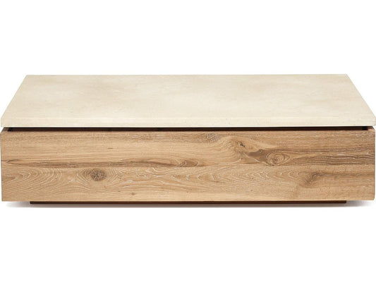 Branford Rectangular Marble Saddle Honey Coffee Table