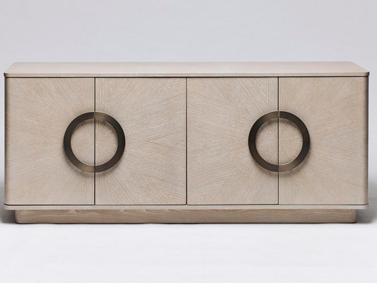 Cabot 71-Inch Oak Wood Sideboard with Brushed Steel Accents