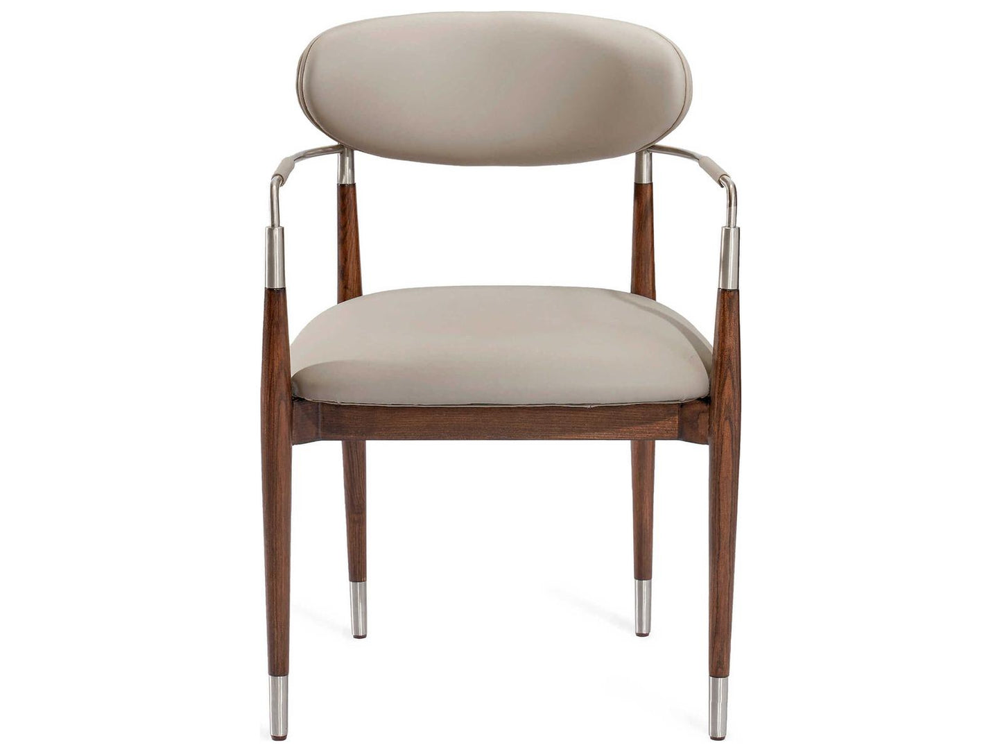 Cidra Upholstered Ash Wood Arm Dining Chair in Walnut and Brown