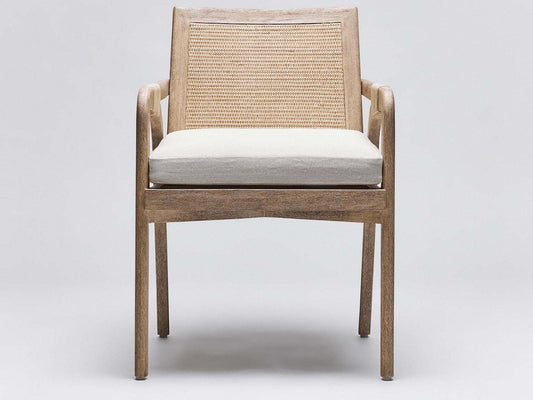 Delray Mahogany Wood Brown Upholstered Arm Dining Chair