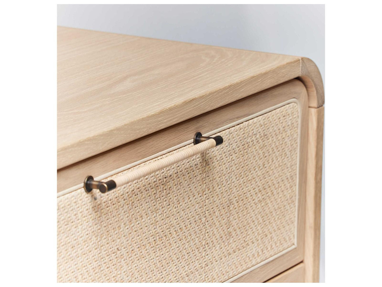 Marsh 6-Drawer Double Dresser Beige Oak Wood Rattan