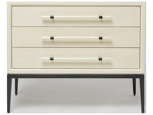Burton 3-Drawer Ash Wood Nightstand in Parchment Finish