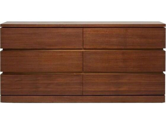Bolton 6-Drawer Double Dresser in Classic Walnut with Brass Accents