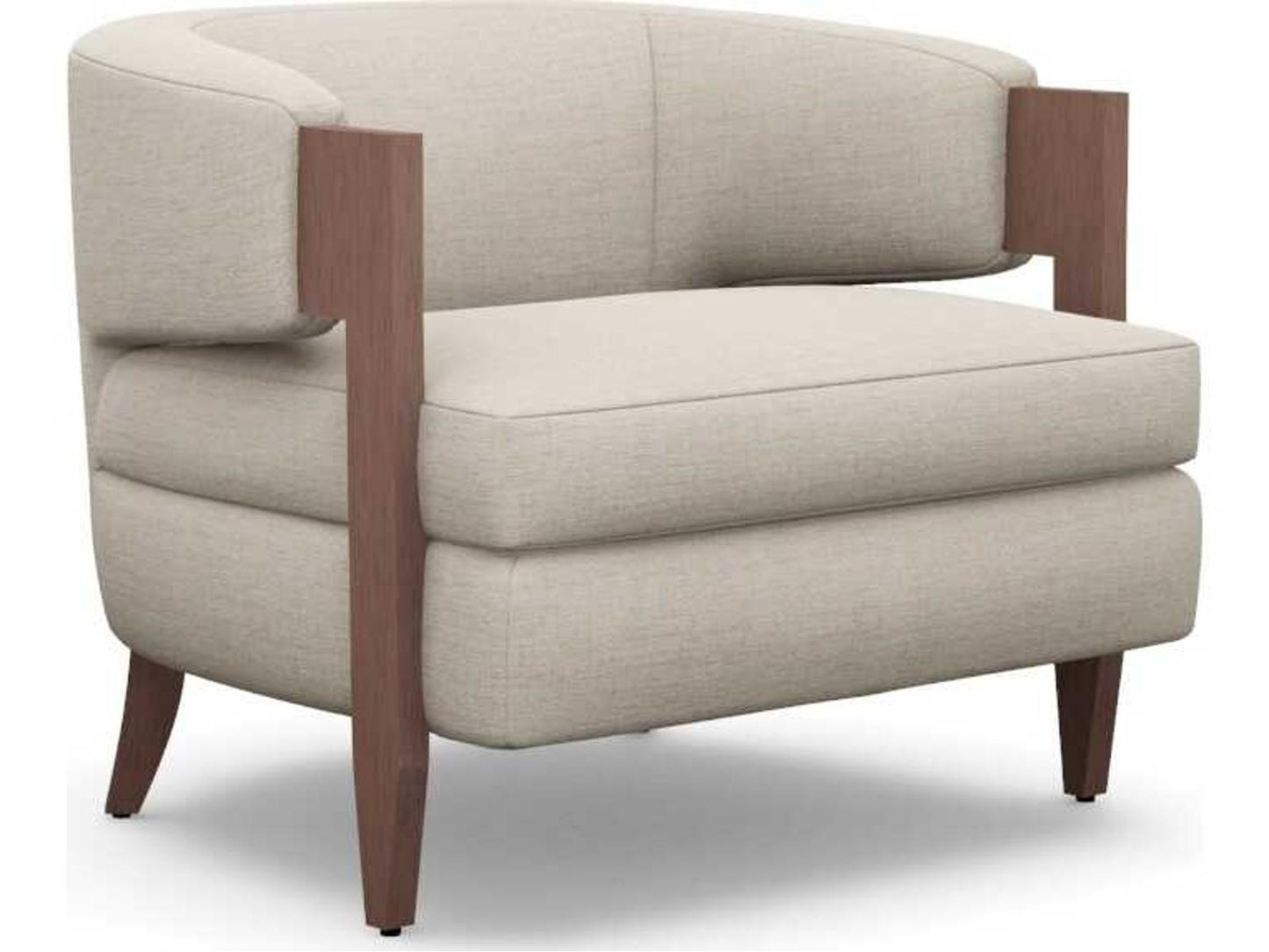 Kelsey Upholstered Accent Chair in Beige Fabric with Wood Accents