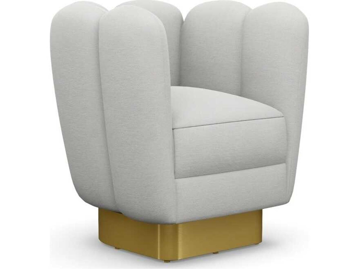 Gallery Swivel White Accent Chair with Polished Brass Base