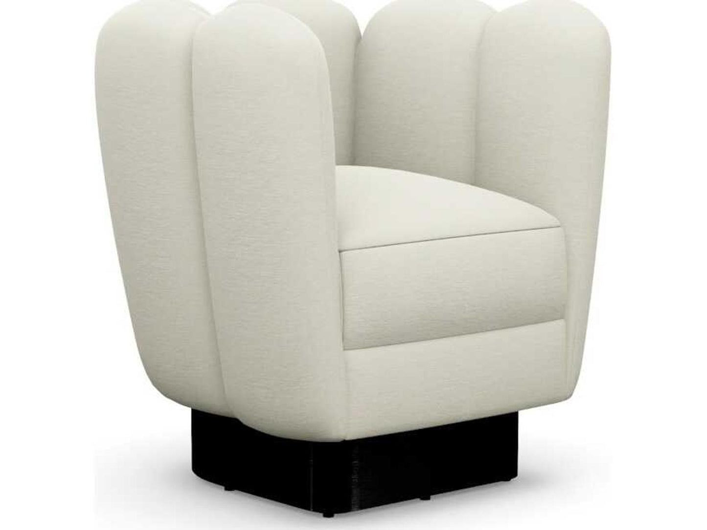 Gallery Swivel Accent Chair in Pure White with Gunmetal Base