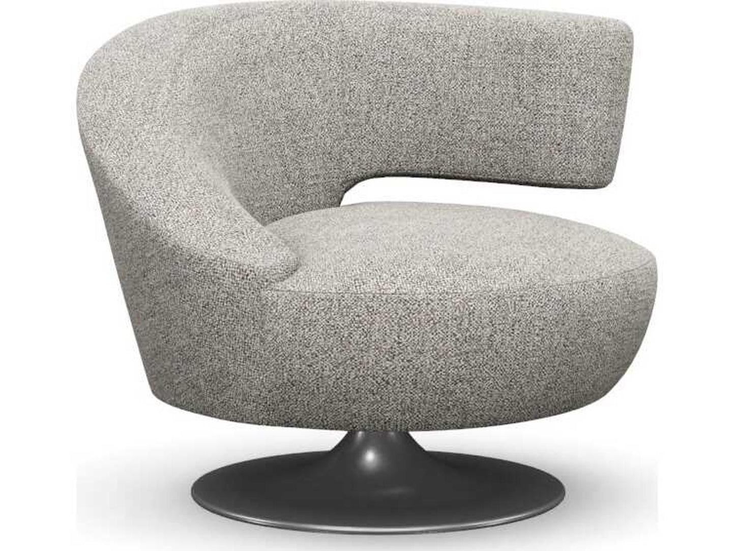 Isabella Swivel Accent Chair in Pure Grey Faux Linen
