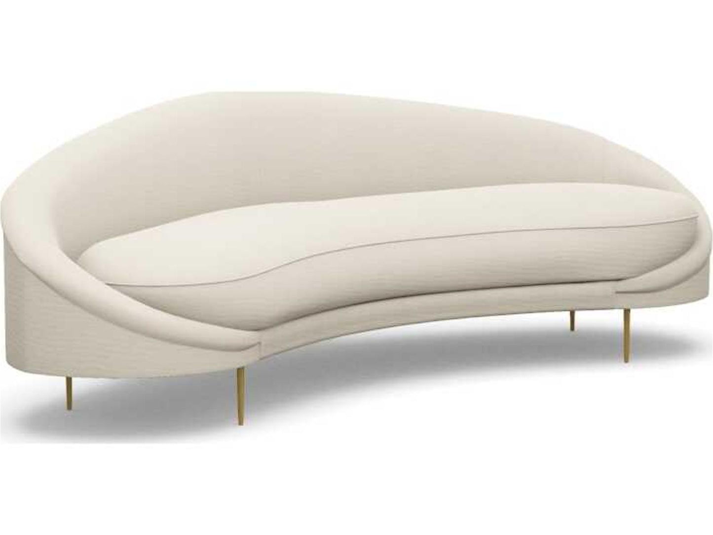 Ava 3-Seat Pearl Faux Linen Sofa with Polished Brass Accents