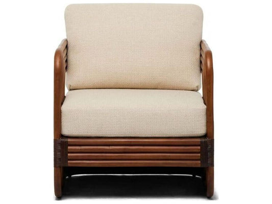 Orchid Lounge Chair with Antique Brown Rattan and Custom Cushion