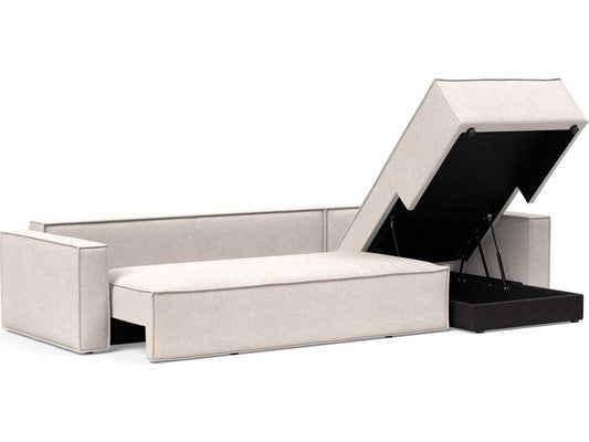 Living Newilla Adario Basmati Upholstered Sofa Bed with Reversible Lounger