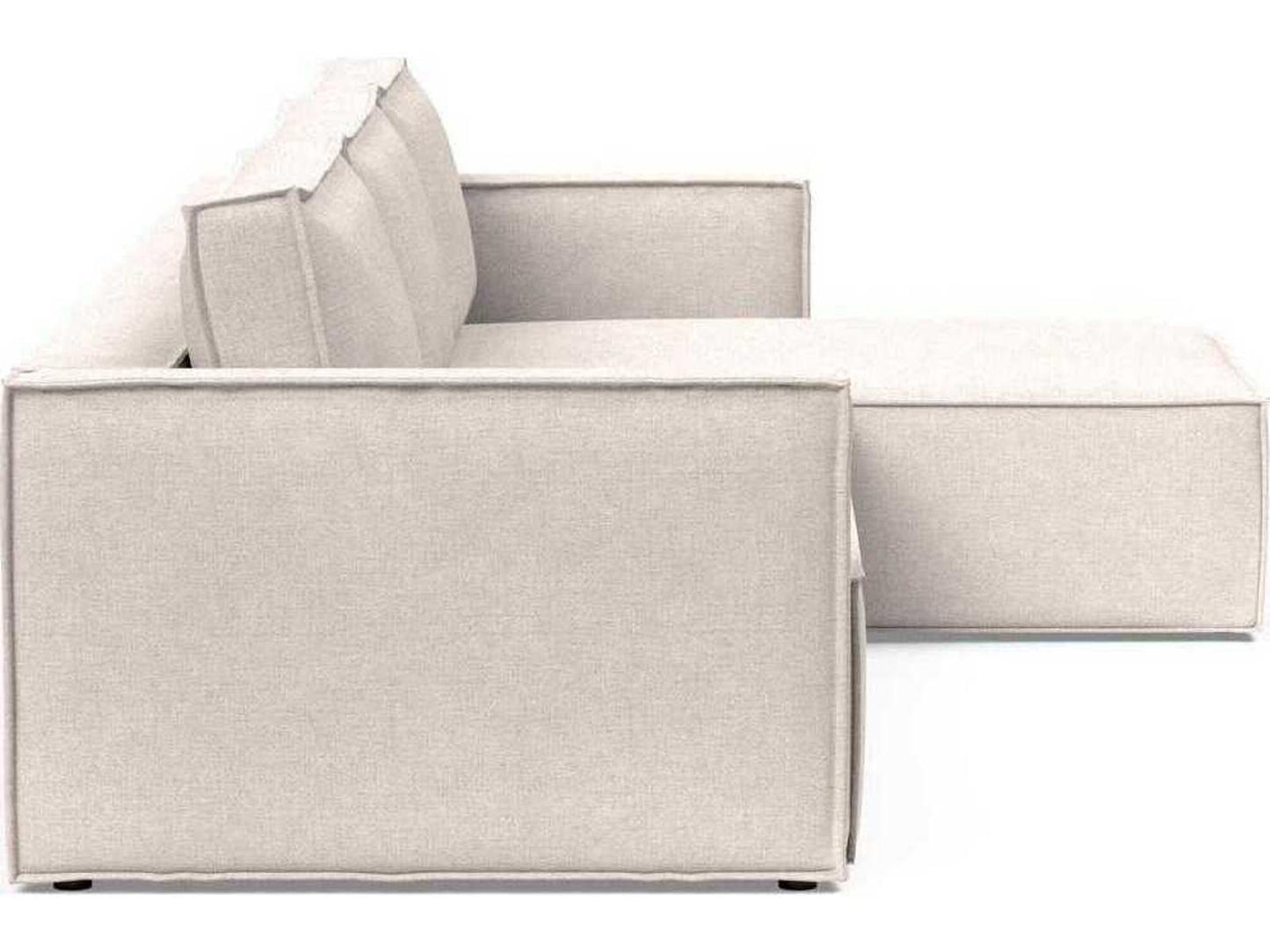 Living Newilla 3-Seat Adario Basmati Beige Upholstered Sectional Sofa Bed with Storage