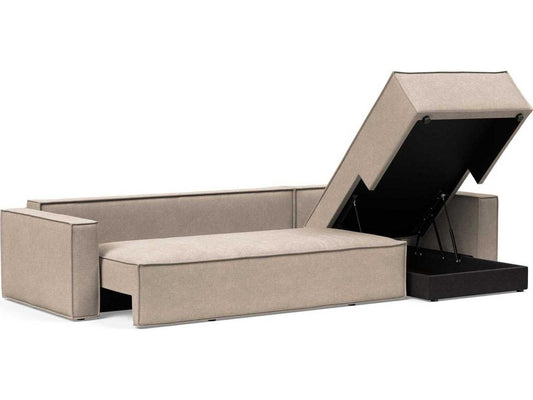 Living Newilla Sectional Sofa Bed with Standard Arms Adario Taupe Fabric
