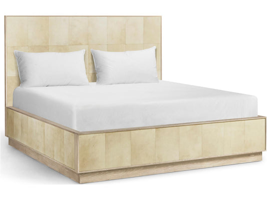Water Hydra King Panel Bed in Water White Parchment Oak