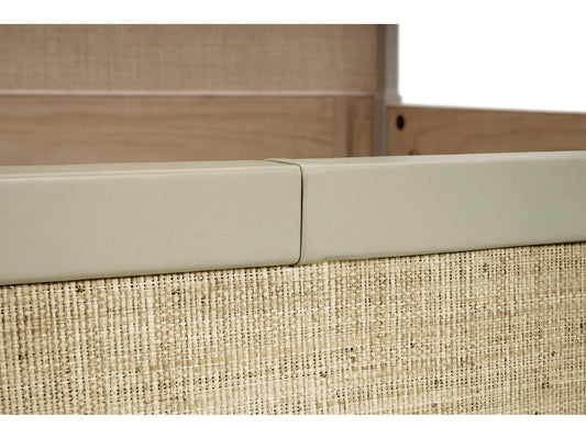 Seiche King Bed Woven Water Raffia and Creme Leather