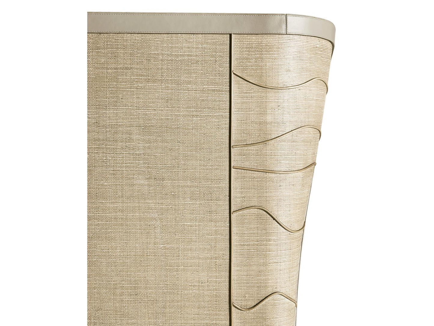 Seiche King Bed Woven Water Raffia and Creme Leather