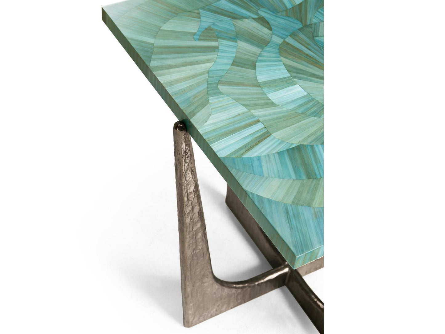 Water Seaglass Square End Table in Blue Straw