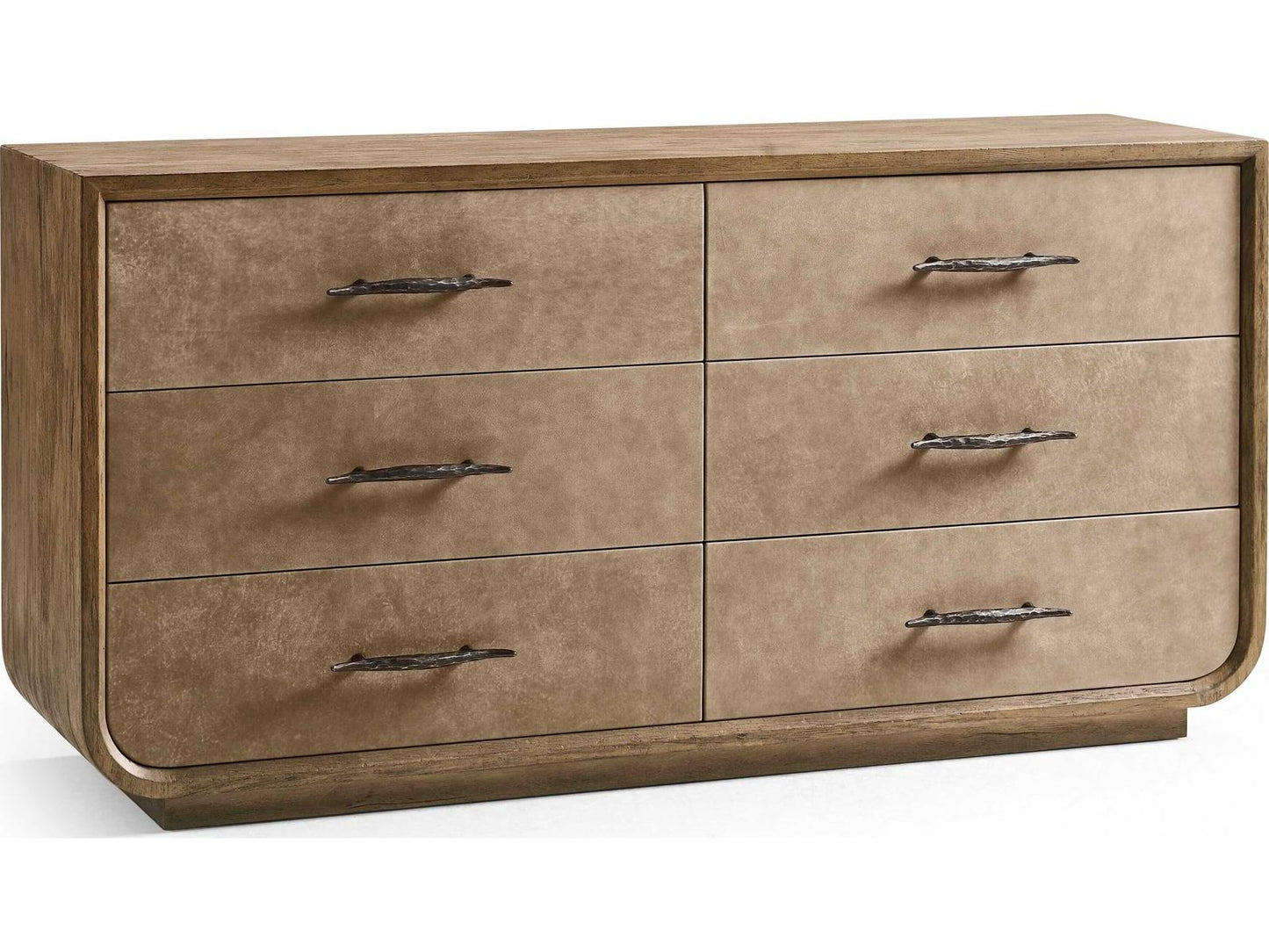 Stone Ridge 6-Drawer Acacia Wood Dresser with Leather Fronts