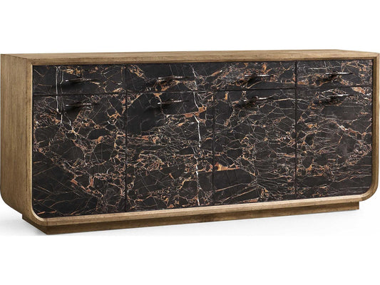 Stone Ridge 89-Inch Acacia Wood Sideboard with Marble Fronts