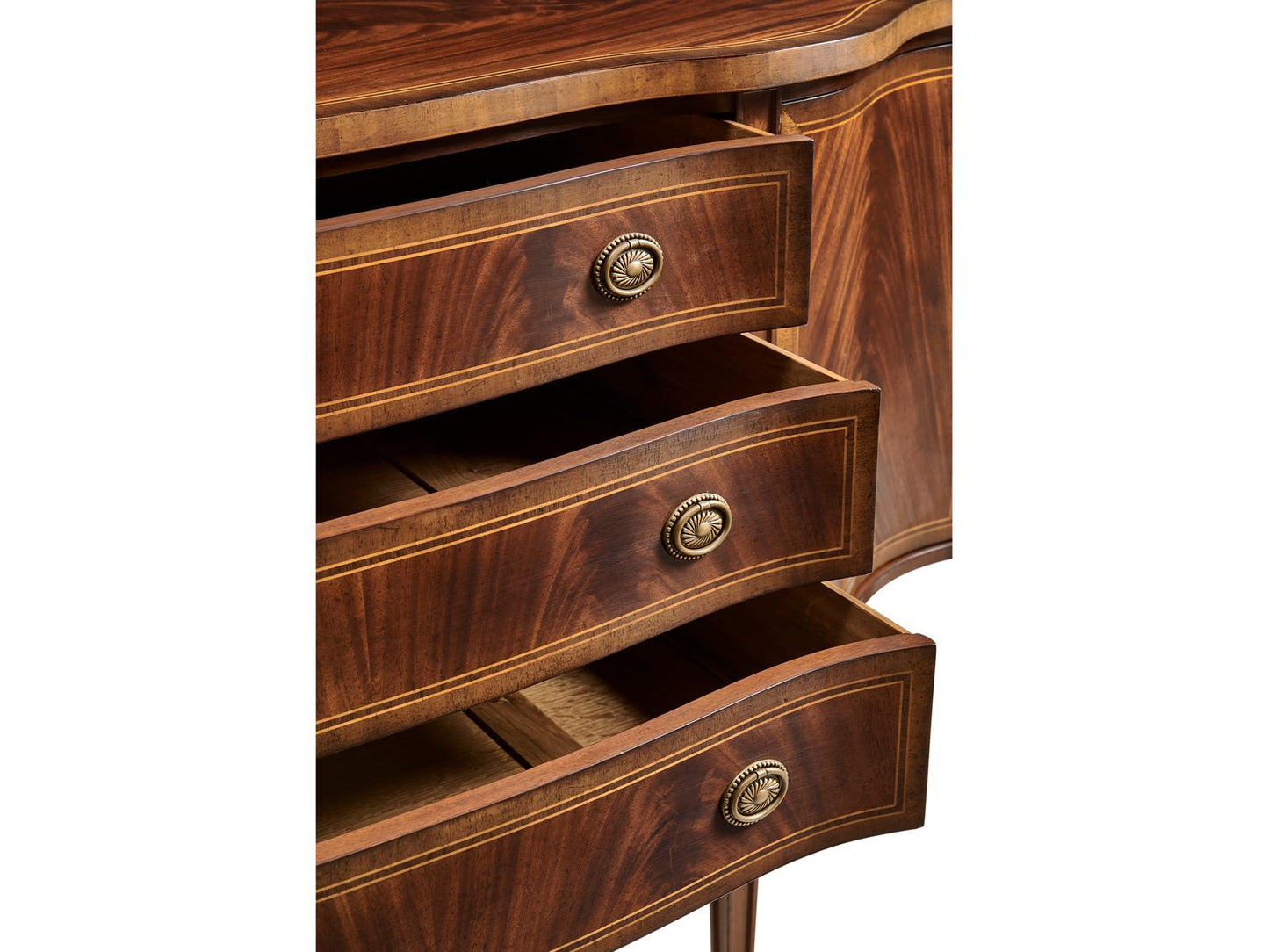 Buckingham Acacia Wood Antique Mahogany Sideboard with Curved Doors