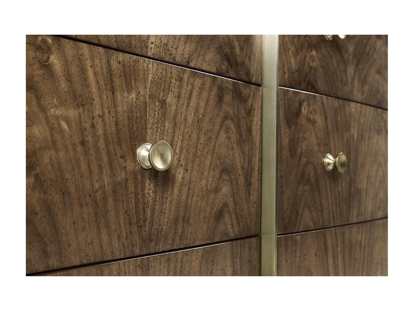 Barcelona Brown Walnut Wood Dresser with Champagne Patina