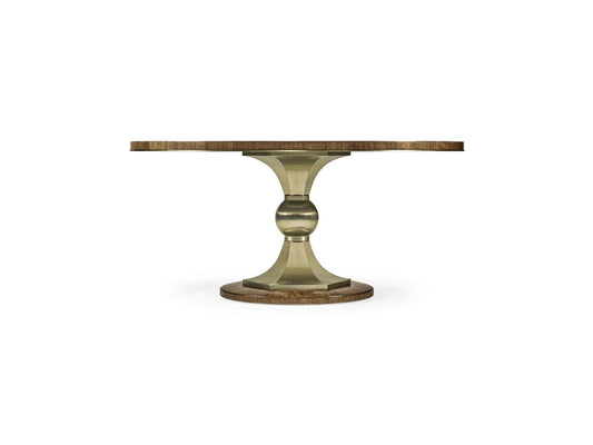 Barcelona Round Walnut Dining Table with Champagne Base