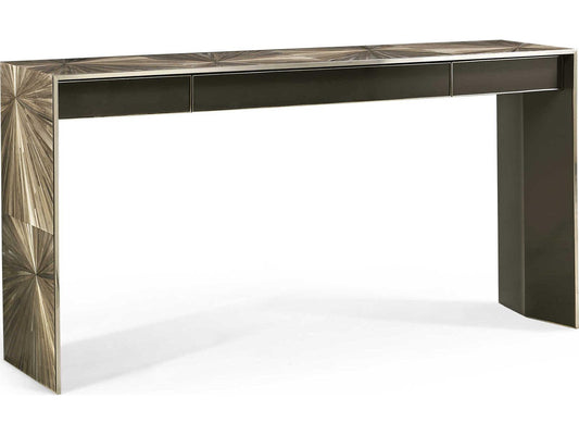 Terra Waterfall Rectangular Console Table Natural Straw Marquetry