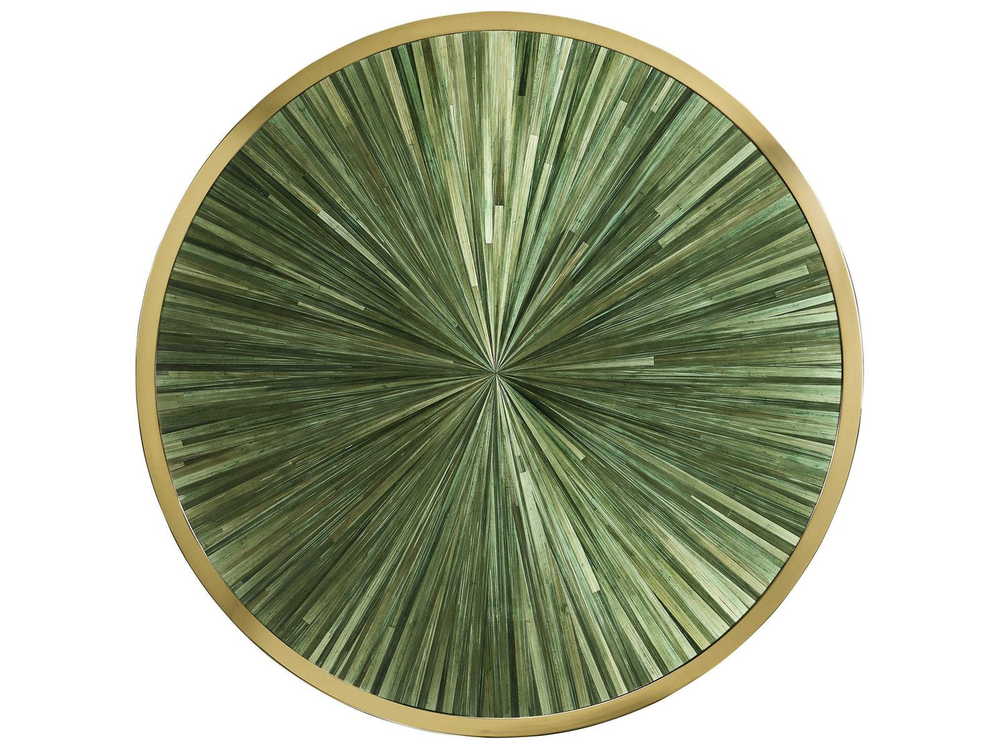 JC Modern Verdure Round Coffee Table with Jade Green Straw Marquetry