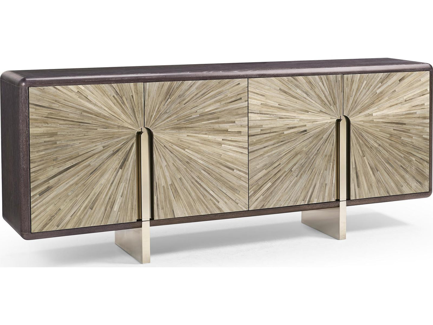Jc Modern Oak Wood Natural Straw Sideboard and Mirror Set