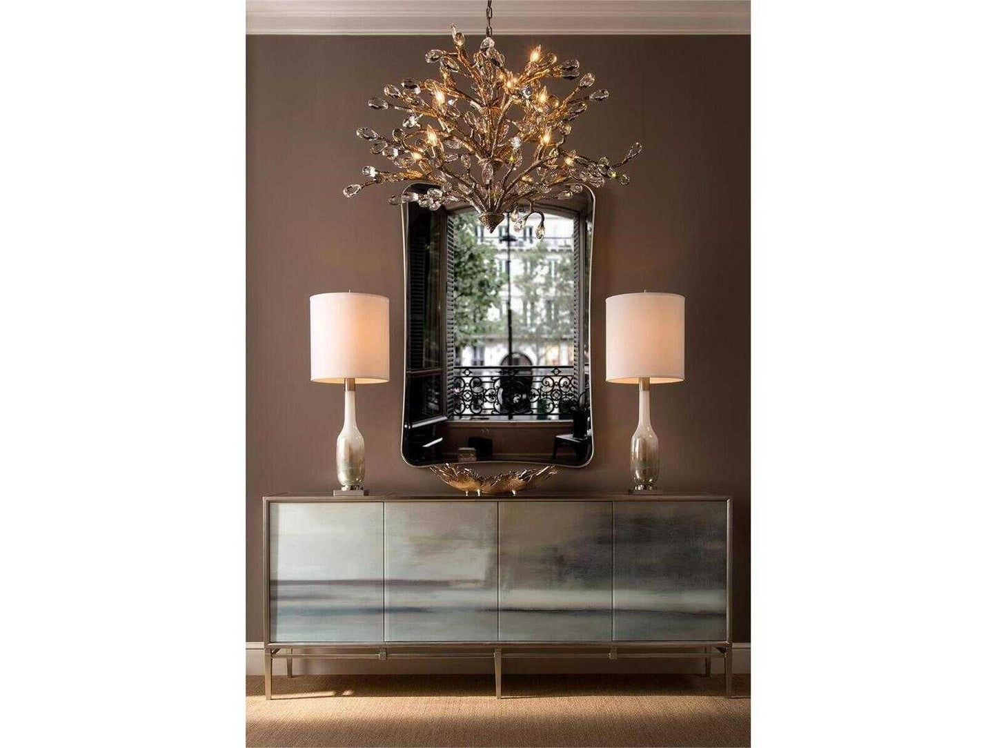 Carol Benson-Cobb Slated Four-Door Credenza with Silver Base