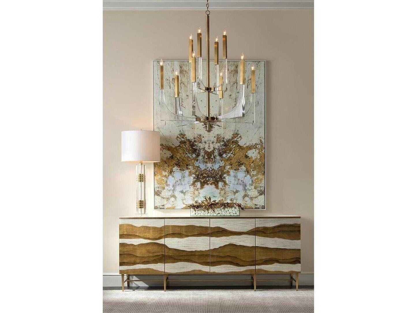 Sutton Place 84 Inch Sideboard Beluga with Etruscan Gold Accents
