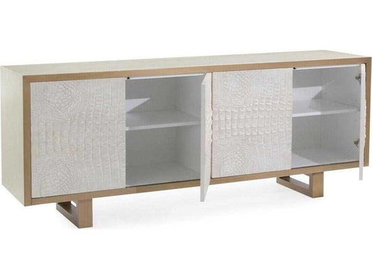Kano Sideboard Book-Matched Faux Crocodile Pattern with Brushed Brass