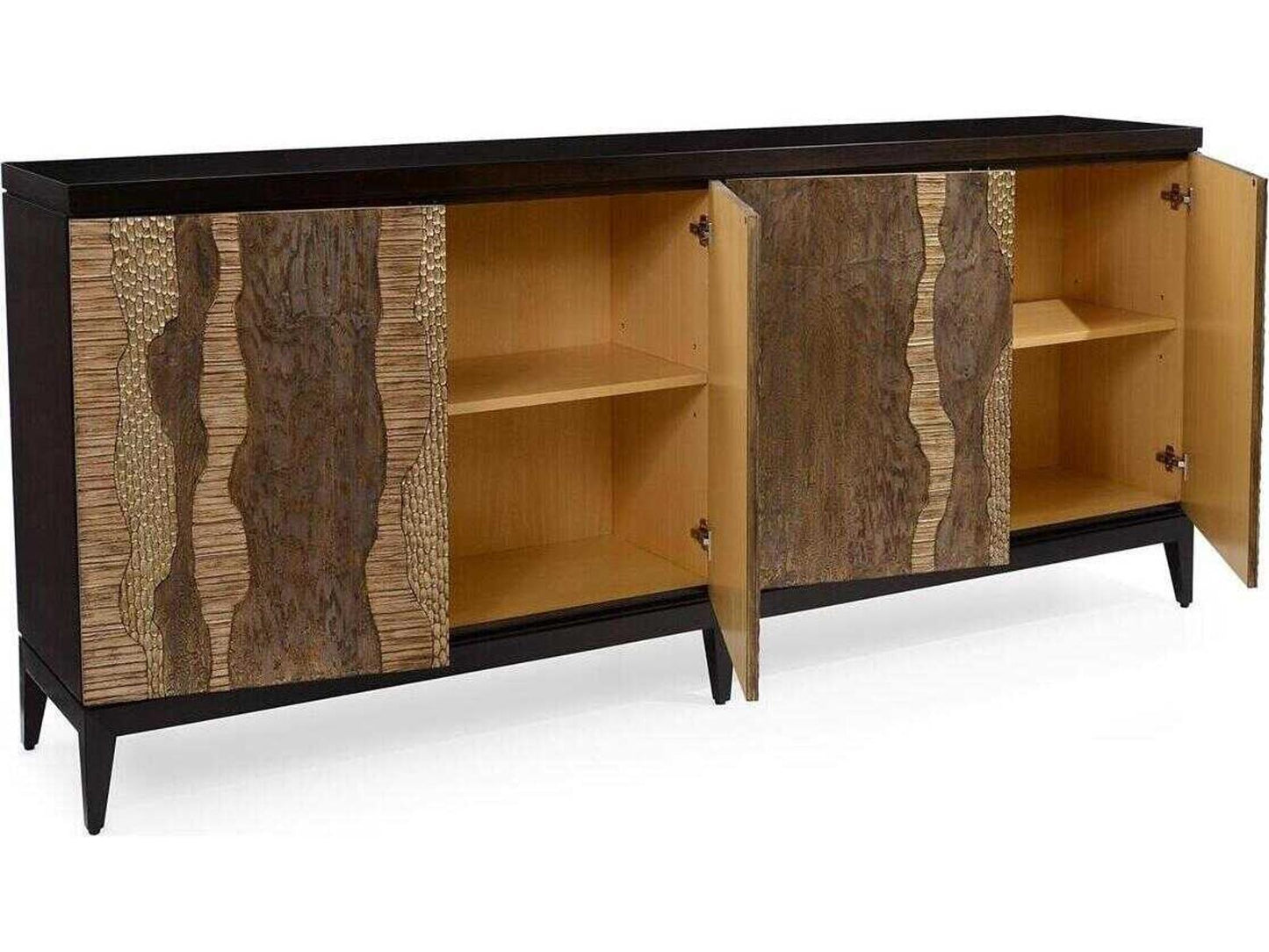 River's Edge 4-Door Sideboard in Espresso with Rose Silver Cerusing