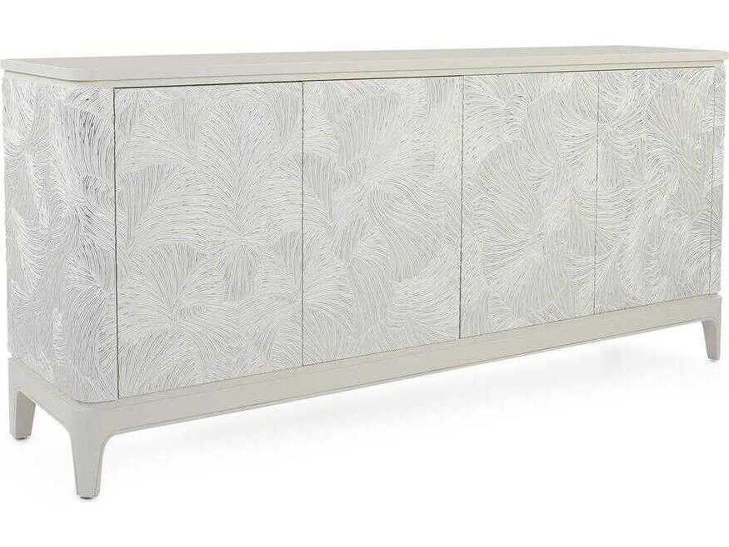 Ivory Palms 4-Door Beech Wood Sideboard in Silver Beluga and Ivory