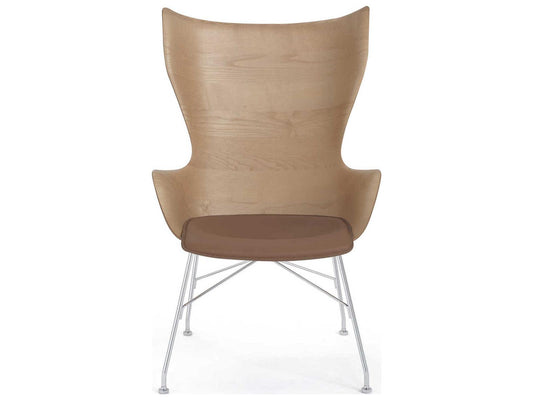K Wood 4917 Accent Chair in Dark Ash with Chrome Frame