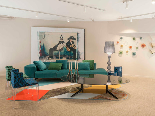 Largo 3-Seat Teal Velvet Sofa by Piero Lissoni