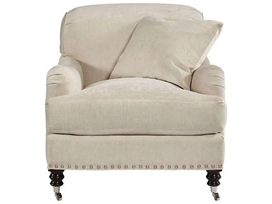Albert Upholstered Accent Chair with Nailhead Trim and Casters