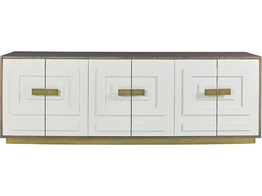 Jasper Six Door Credenza in Walnut Wood and Gloss White