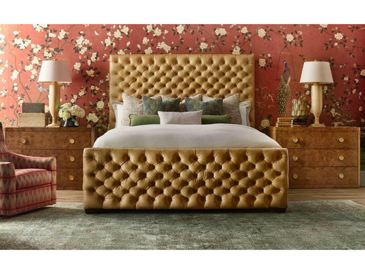Braxton Upholstered Leather Queen Bed with Tufted Headboard