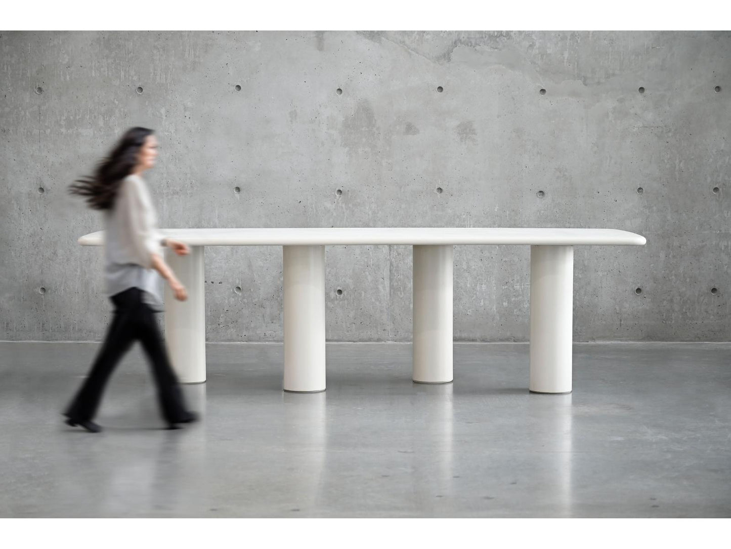 Elephant Rectangular Dining Table in Ivory Tusk Microskin