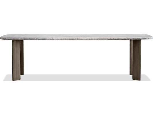 Shoku Rectangular Silver Grey Travertine Marble Top Dining Table