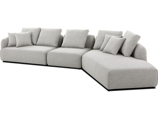 Saba 3-Piece Oat Tweed Fabric Sectional Sofa