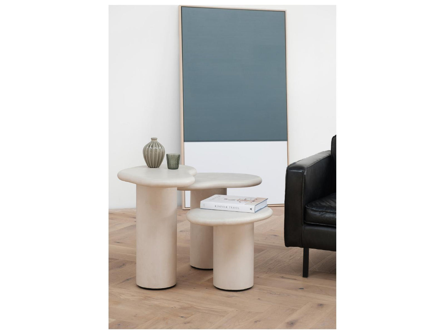 Puddle Organic Shape Coffee Table in Ivory Tusk Microskin